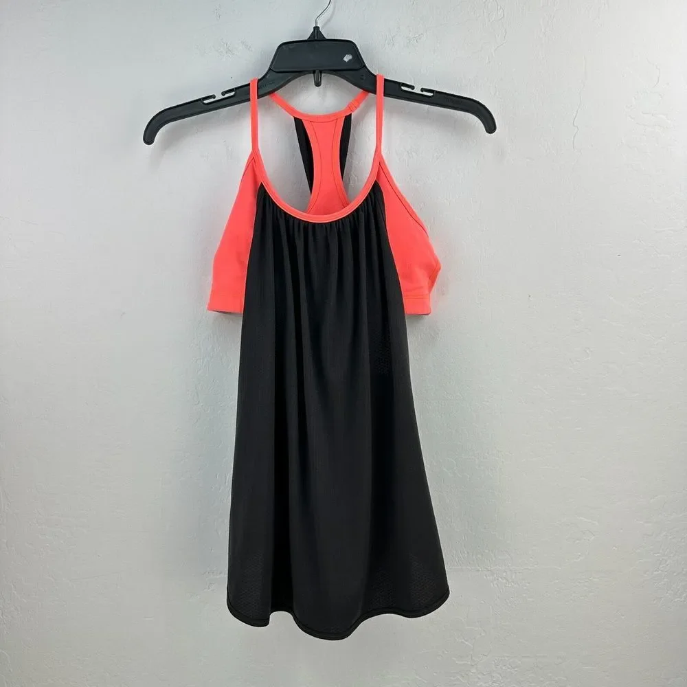 Lululemon Tuck Me In Tank Top Women 6 Gray Pink Racerback Lightweight Activewear